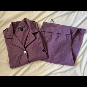 Lauren Ralph Lauren Purple 2 Piece Pajama Set Size XL